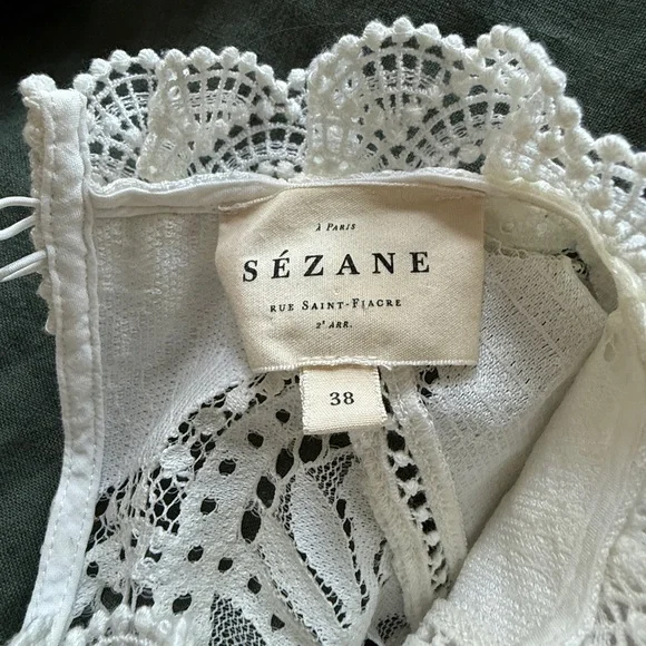 Sezane White Lace Women's Top - Picture 5 of 5